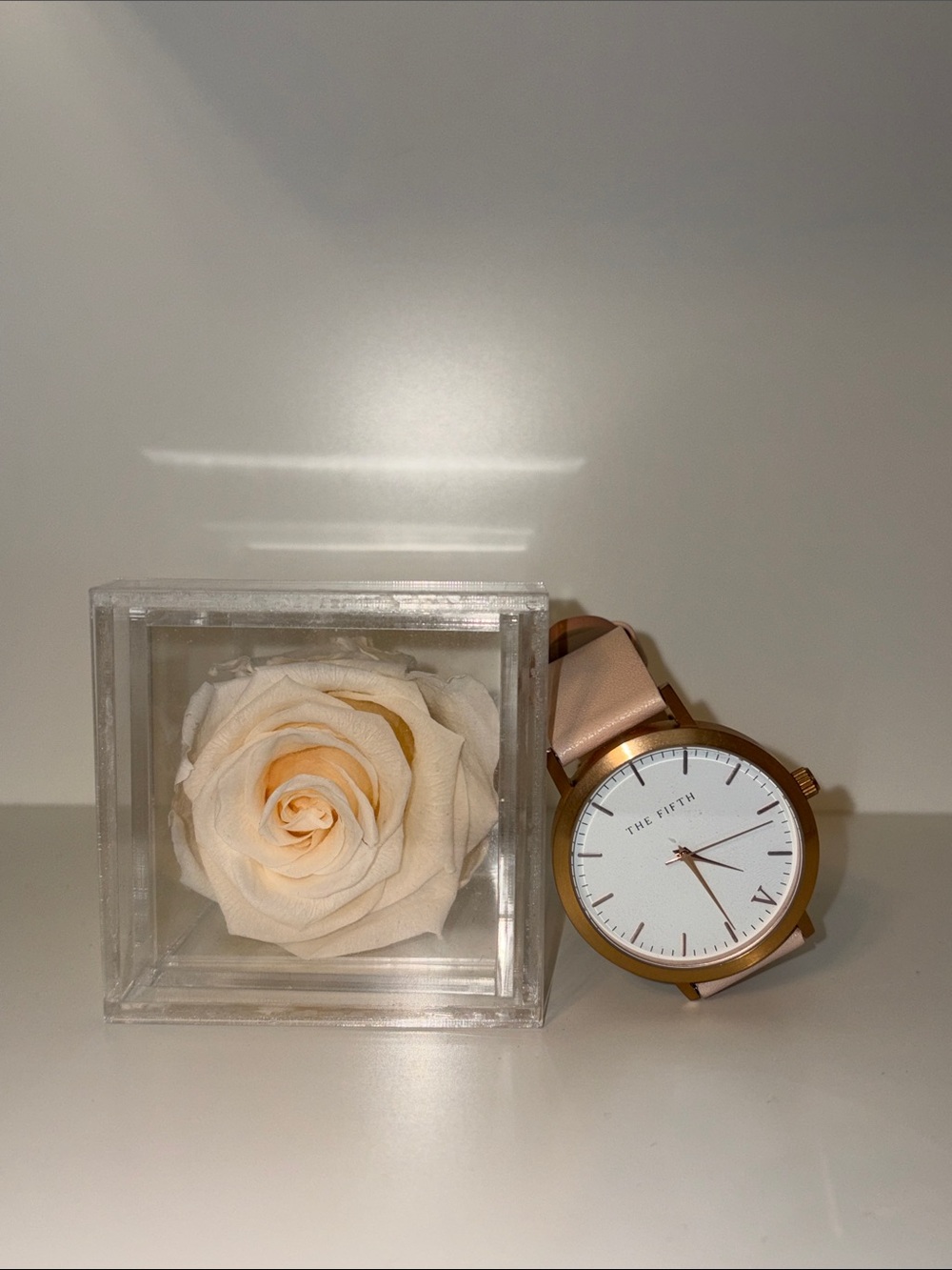 The Fifth Rose Gold Watch with Blush Strap